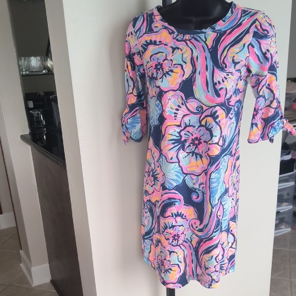 Lilly Pulitzer Pink and Blue Patterned Fabric